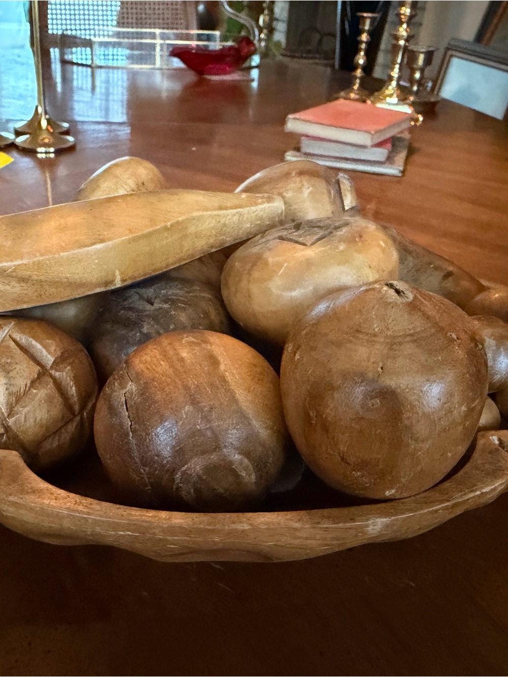 Vintage MCM wooden fruit bowl